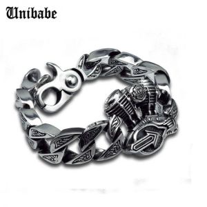 Chain & Link Bracelets Sterling 925 Silver Jewelry Thai Silver Man Male hip-hop Motor Engine Big Thick Cross S925 Bracelet