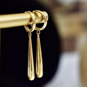 18K Import Solid Yellow Gold Jewelry(AU750)Women man Designer Simple Temperament Personality Earrings Fashion Lady Fine Jewelry