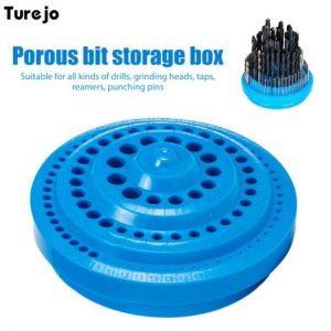 Drill Bit Storage Case Hard Plastic Round Shape 360 Degrees Rotate Hole Bore Stand Durable Organizer Container Box