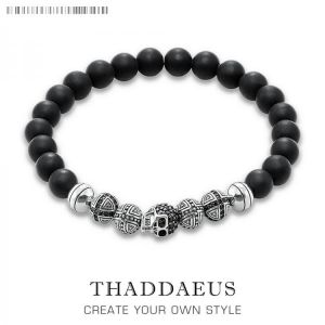 Skull Cross Bead Bracelet,Europe Style Rebel Fashion Punk Jewelry For  Men And Women,2019 Beads Silver Obsidian Gift Heart