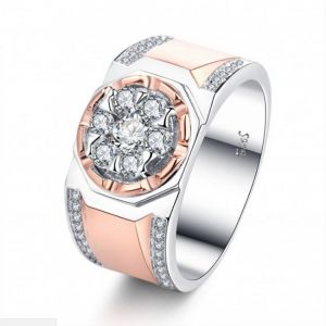 Drop Shipping Brand New Stunning Luxury Jewelry 925 Silver Fill Separate Gold AAA Cubic Zirconia Male Engagement Men Band Ring