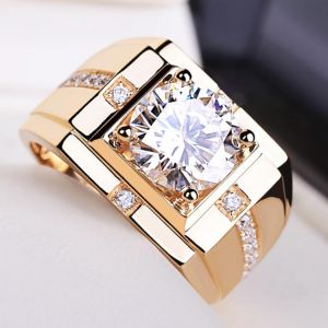 Designer original sterling silver 925 big diamond rings for men luxury exquisite engagement gift charm rose gold jewelry