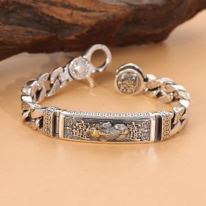 2021 New Design Lucky Jinbao Paixiu Domineering Men's Handmade Silver Bracelet Retro Trend Bracelet Jewelry Accessories