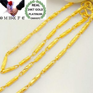 OMHXFC Wholesale European Fashion Man Male Party Wedding Gift Long 46cm Wide 2.5mm Cylinder Real 24KT Gold Chain Necklace NL28