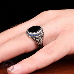 Original Sterling 925 Silver Men's ring With Black Onyx Stone . Men's Jewelry All Sizes Are Available