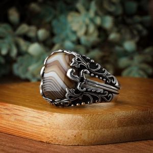 925 Sterling Silver Rings Pearl, Agate, tiger eyes stone ring Jewelry Made in Turkey in a luxurious way for men with gift Natur