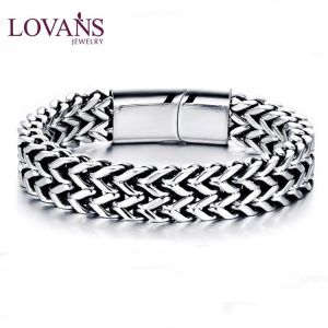 LOVANS Stainless Steel Bracelet for Men Teens Braided Bracelets Unisex Bangle Cuff Gift 19-22cm браслеты на руку