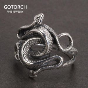 1 Pcs Stereoscopic New 925 Silver Retro Punk Exaggerated Luxury fashion Snake Ring Men Jewelry Best Gift  size 7-12