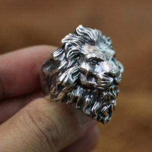 King of Lion Ring Huge 925 Sterling Silver Mens Biker Punk Ring TA128 US Size 8~15