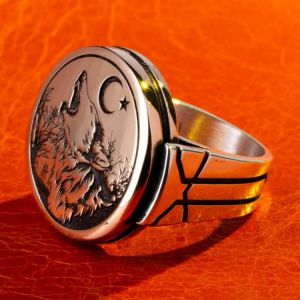Animal Wolf Silver Ring Turkish Men Silver Ring Made In Turkey Solid 925 Sterling Silver