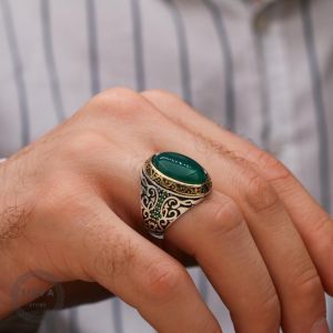 Agate Aqeeq  925 silver men's ring. Men's jewelry stamped with silver stamp 925 All sizes are available
