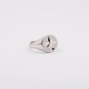 Sterling Silver Mens Compass Signet Ring