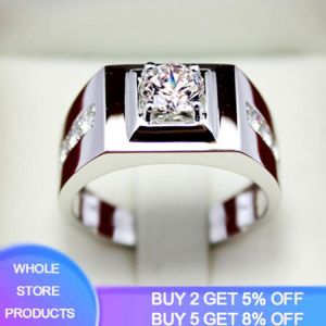 Have Certificate Solitaire Male Ring 925 Sterling Silver 1.0ct Lab Diamond Engagement Jewelry Wedding Rings for Men Finger Ring