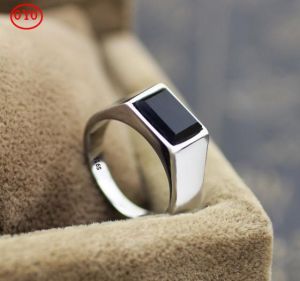 100%925 Silver Overlord Obsidian Transport Ring with Lettering