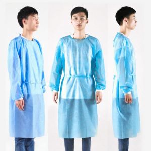 10pcs Disposable Unisex Safety Isolation Gown with Elastic Cuff Non-Woven Splash Resistant Protection Clothes
