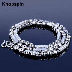 knobspin Boys 100% 925 Sterling Silver Domineering Bold Charms Necklace For Men Fine Jewelry Fathers Day Gifts Free Shipping
