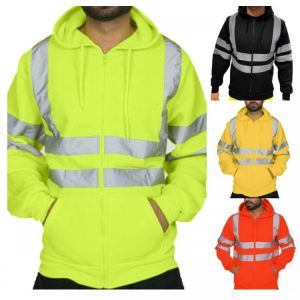 all in one place כלי עבודה Fall/winter Men&#x27;s Reflective Stripe Sanitation Overalls Plus Fleece Hooded Jacket Cold-proof Outdoor Sweater T shirt Clothing