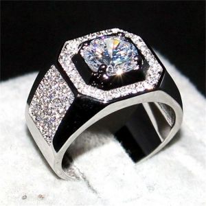 choucong Jewelry Men's 925 Sterling Silver&rose gold 1.5ct Diamant paev cz Stone ring Engagement Wedding Bands boys Sz 7-