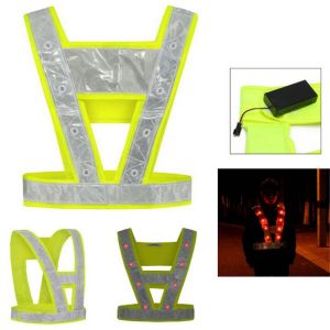 Cycling Running 16 LED Light Up Safety Vest With Reflective Stripes Tactical Vest Neon Lime V Clothing Safety Belt Work Cloth