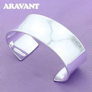 925 Silver Jewelry Fashion Big Open Cuff Bracelet&Bangle For Men Fashion Jewelry