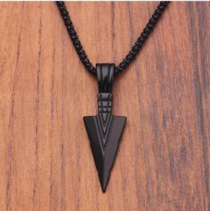 Matte Black Long Necklace with Arrow Pendant Jewelry Chain Crystal from Swarovskis Hip Hop Punk Rock Christmas Gift For Men