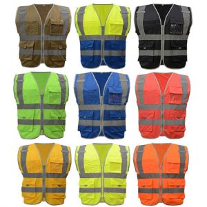 Hi Vis Viz High Visibility Reflective Safety Vest Mens Workwear Executive Manager Waistcoat Jacket LOGO Custom