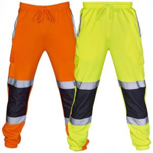 Hot Fashion Womens Reflective Pants Long Trousers Elastic High Waist Lace Up Casual Stripe Pants Mens Work Wear Jogging Pants