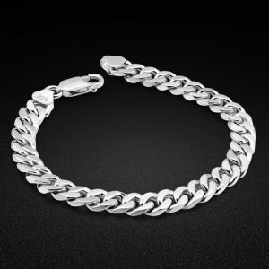 Classic Men's 925 Silver Bracelet Fine Jewelry Original Silver 6.5MM Cuban Chain Male Cocktail Party Accessories Gift