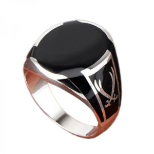 BOCAI New real 100% solid S925 pure silver Men ring black agate gemstone fashion ring for man