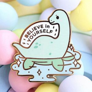 Believe in Yourself Dinosaur Monster Brooch Pins Enamel Metal Badges Lapel Pin Brooches Jackets Fashion Jewelry Accessories
