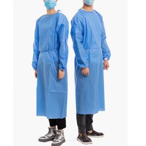 Disposable Non-Woven Protective hazardous Clothes Blue Thick  Work Isolation Clothing Gown Dental Anti-oil Stain Nursing Gown