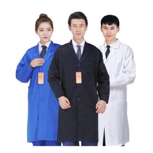 Lab Coat Work Coat Work Clothing Uniform Long Sleeve Safety Cotton Chemistry Blouse Pocket Long Scrubs Medical Coats Work Blue