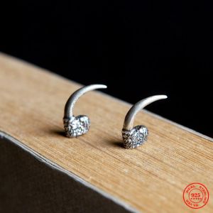 MKENDN Gothic Punk Rock Style Earrings Fashion 925 Sterling Silver Ear Rings Eagle Claw Stud Earrings For Men Pop Style Piercing