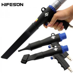Dual Use Pneumatic Air Blowing Dust Vacuuming Suction Gun with 3pcs Nozzles for Vacuuming and Dust Removal