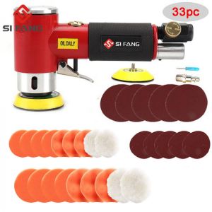 2"3" Air Sander Pneumatic Polishing Orbital Polisher Machine for Auto Body Car Tool with Polishing Pads Sponge Kit