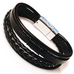 Hot Sale! Fashion Charm Leather Bangle Men Bracelets Popular Boys DIY Multilayer Handmade Brown Weave Bracelets