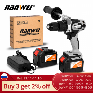 Electric Cordless Screwdriver Impact Drill 3/8" Driver Li-Ion Batteries Rechargeable DIY Hand Power Tools