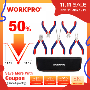 WORKPRO 5PCS Mini Pliers Jewellery Pliers Diagnoal Pliers Cutter DIY Plier Set