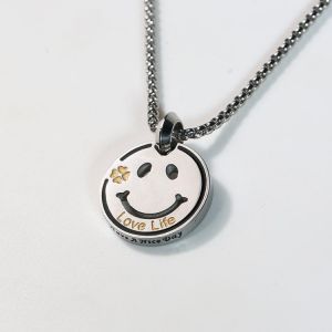 Men's Necklaces Stainless Steel Smiley Pendants Necklace Women Round Male Accessories Hip Hop Chain Necklace Jewelry On The N