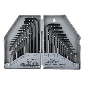 Jewii 30Pcs Hex Key Allen Wrench 0.028"- 3/8" Inch & 0.7mm-10mm Metric Size Chromium-vanadium Steel Spanner Long Arm
