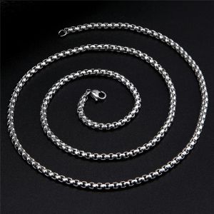 Fashion Stainless Steel Chain Necklace Men Black Simple Round Box Chain Punk Hiphop Jewelry Choker Necklaces Accessory Wholesale