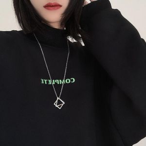 Popular Interlocking Square Triangle Male Pendant for Men Stainless Steel Modern Trendy Geometric Stacking Streetwear Necklace