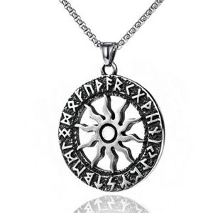 HNSP Viking Rune Sun Necklace Pendant For Men Male