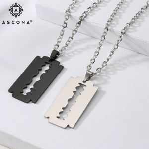 ASCONA 2021 New Shaver Shape Stainless Steel Men and Women Necklaces Fashion Trend Razor Blades Pendant Necklaces High Quality