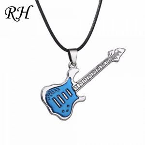 Stainless Steel Guitar Necklaces punk rock Necklace Pendant Chains Gift Accessories Music Jewelry instruments Choker