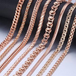 Necklace for Women 585 Rose Gold Curb Snail Link Chain Gold Necklace Men's Woman Jewelry Gifts 45cm 50cm 60cm GNN1