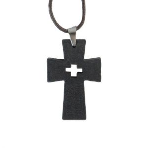 Cross Quantum Scalar Energy Pendant Necklace for Men Woman Health Power Energy Volcanic Lava Male Jewelry