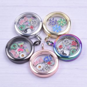 1Pc New Arrival Alloy 30mm Plain Twist Floating Locket  Memory Glass Photo Locket Pendant For Women Locket Necklaces Jewelry
