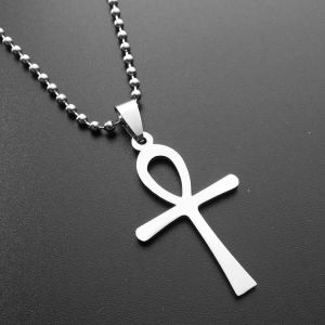 Men Cool Stainless Steel Cross Ankh Pendant Necklaces Small Beads Chain Cruz Necklace For Male Boys Souvenir Jewelry Collar