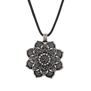Om Lotus Mandala Pendant Necklace Tibetan Buddhist Protection Meditation Jewelry